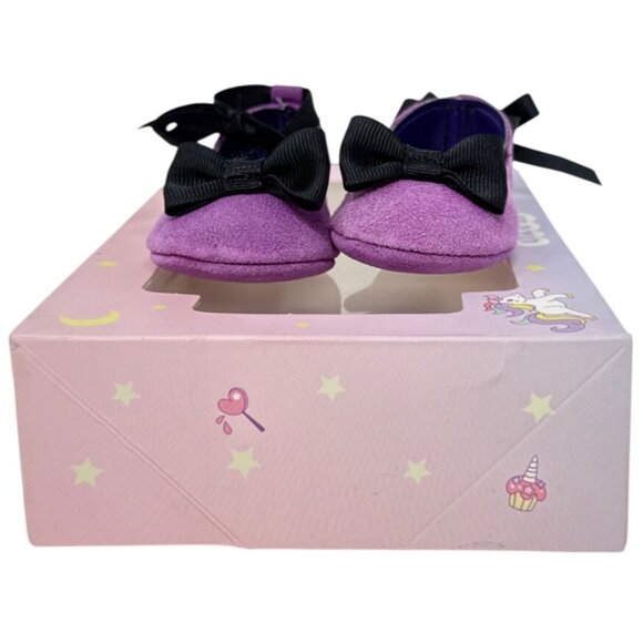 Unicorn Designers Touch by Baby Deer Size 0 Leather Uppers Purple with Black Bo - Picture 2 of 6